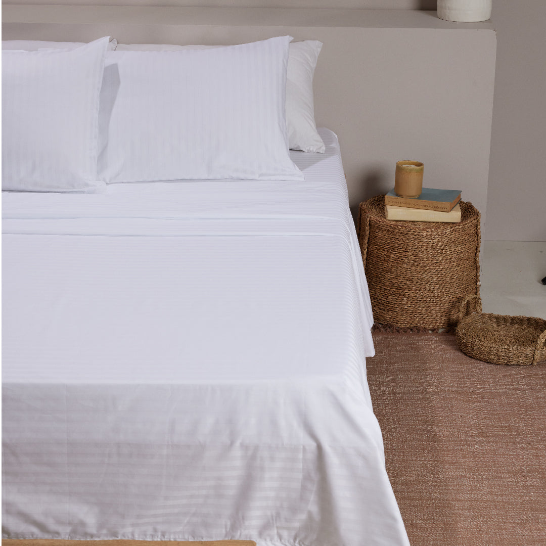 Juego de Sábanas de 300 hilos Blanco 100% Algodón – Fatelares
