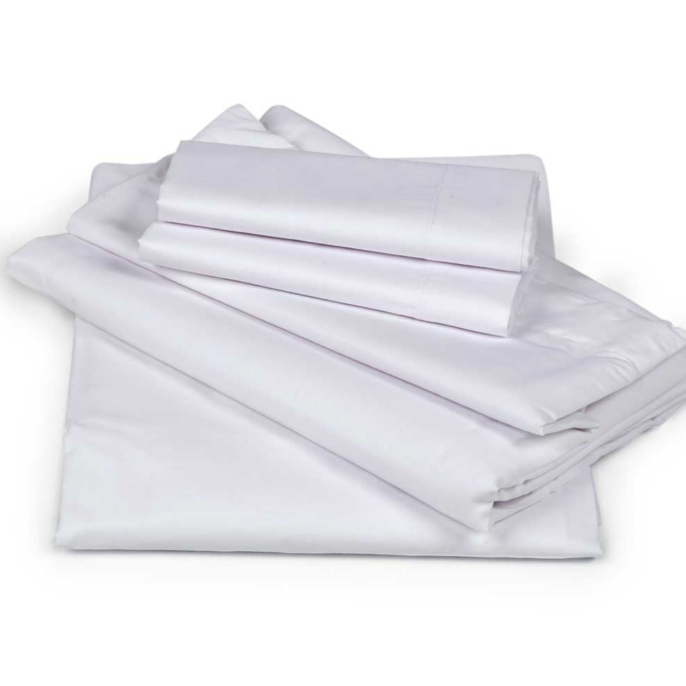 Juego de sábanas blancas 50% algodón 50% poliéster cama de 135 cm 4pz