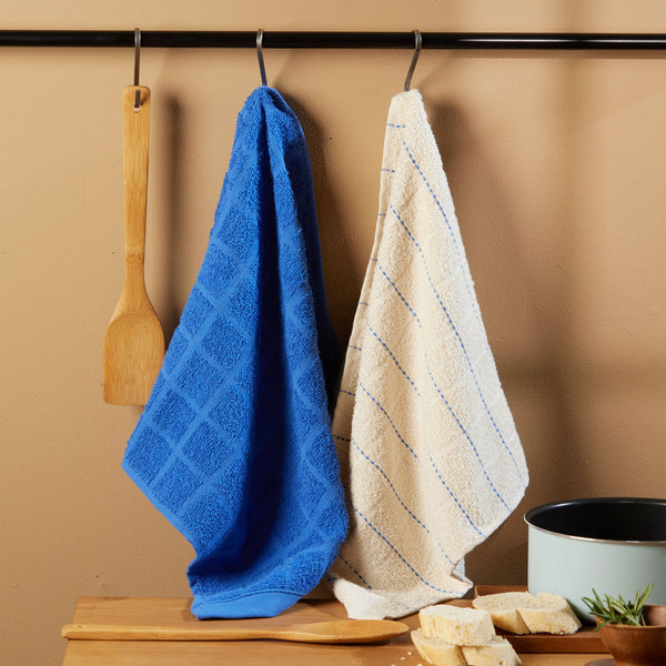 Juego x 2 Limpiones de Cocina 40x70 cm Crema/Azul 320gr