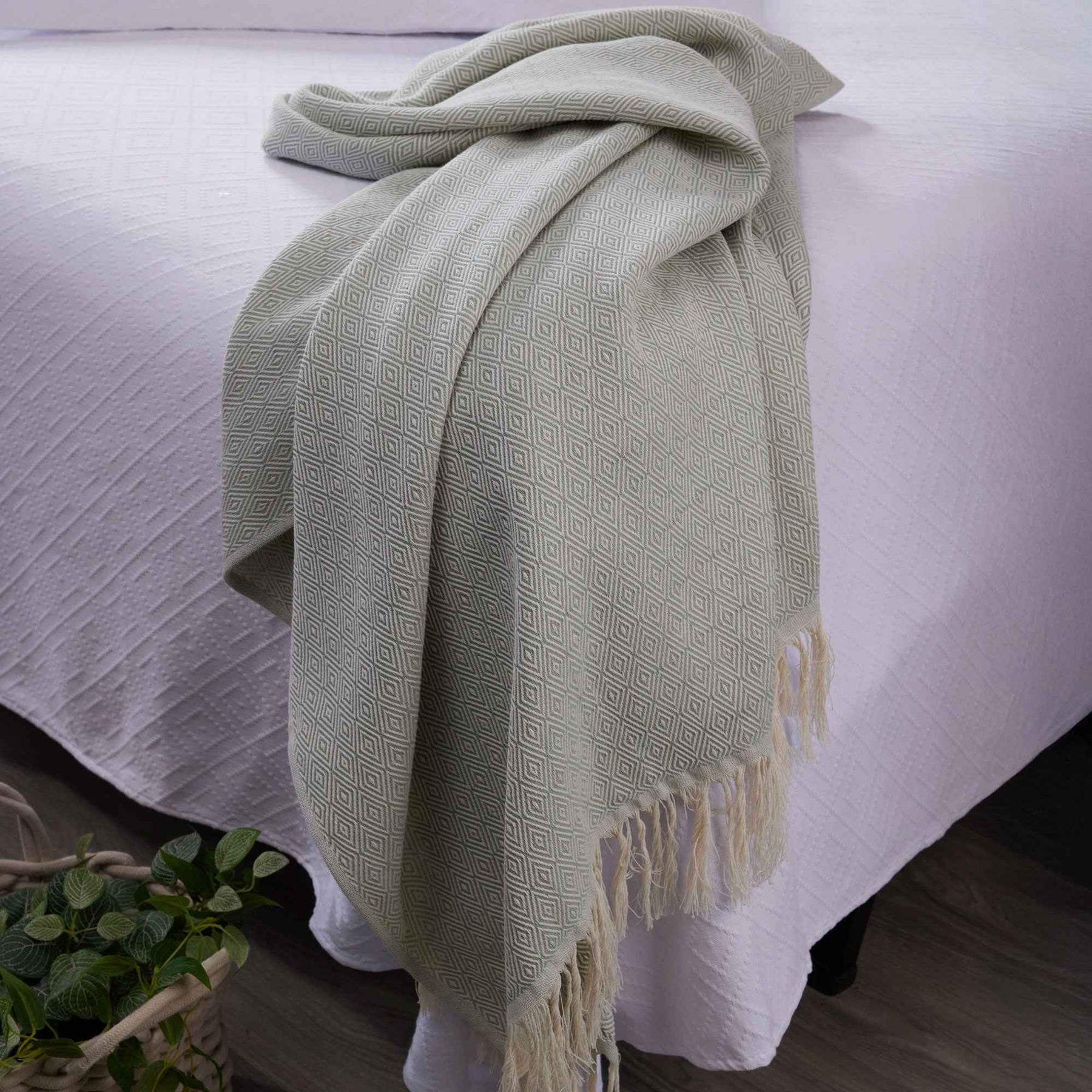 Manta Throw Rombos Mini 130x180cm Verde Hielo