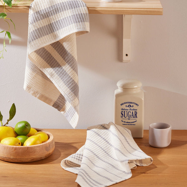 Juego x 2 Limpiones de Cocina 40x70 cm Líneas Crudo/Gris