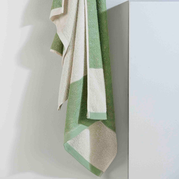 Toalla de Cuerpo Dúo Franjas 70x140 cm 450gr Crema/Verde Sereno