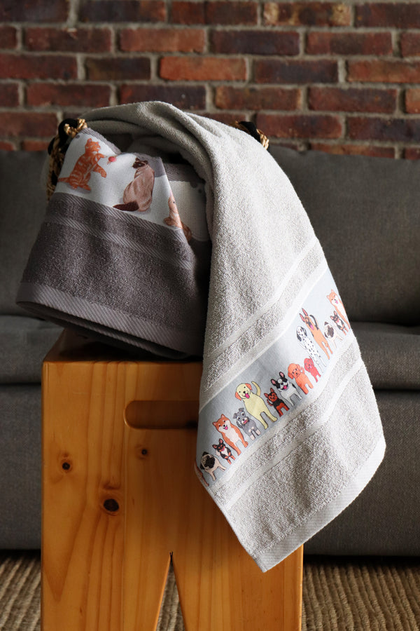 Toalla Mascotas 60x120cm Perros Azul/Gris 400gr