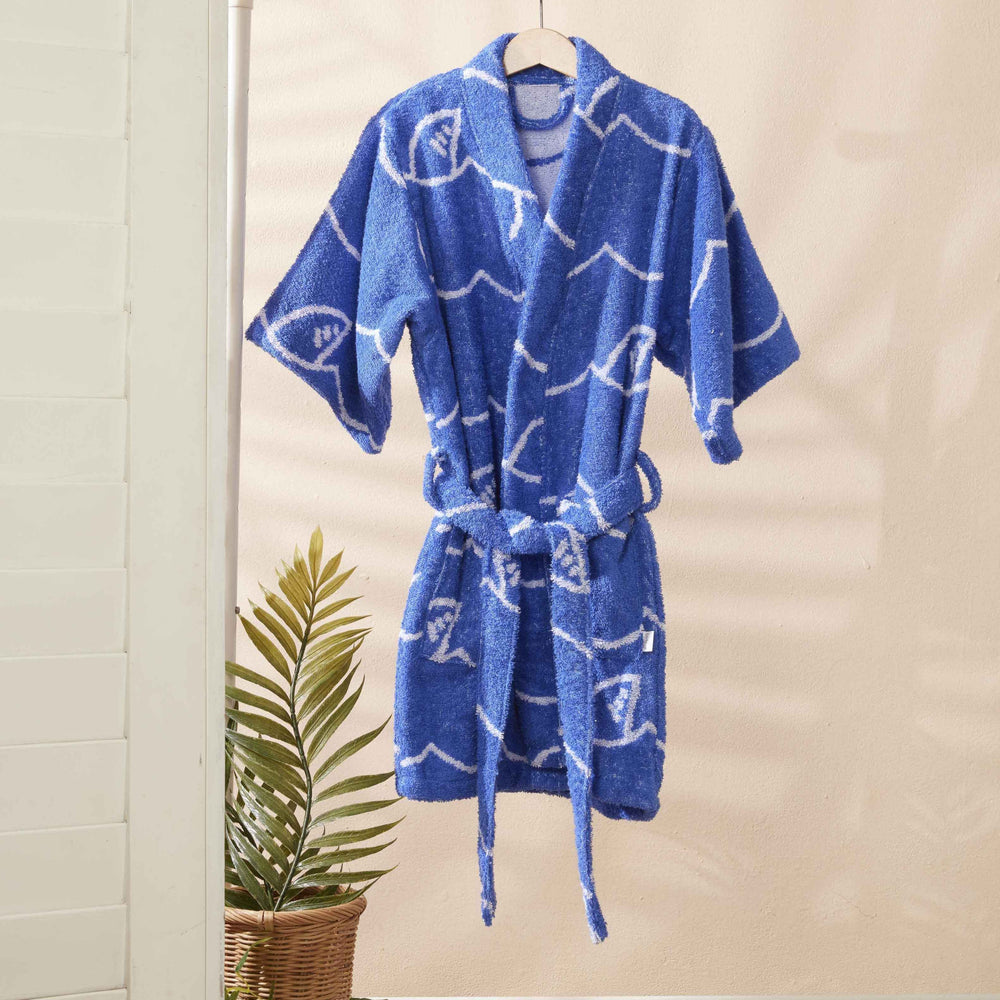 Bata Infantil Jacquard Tiburón 400gr Azul