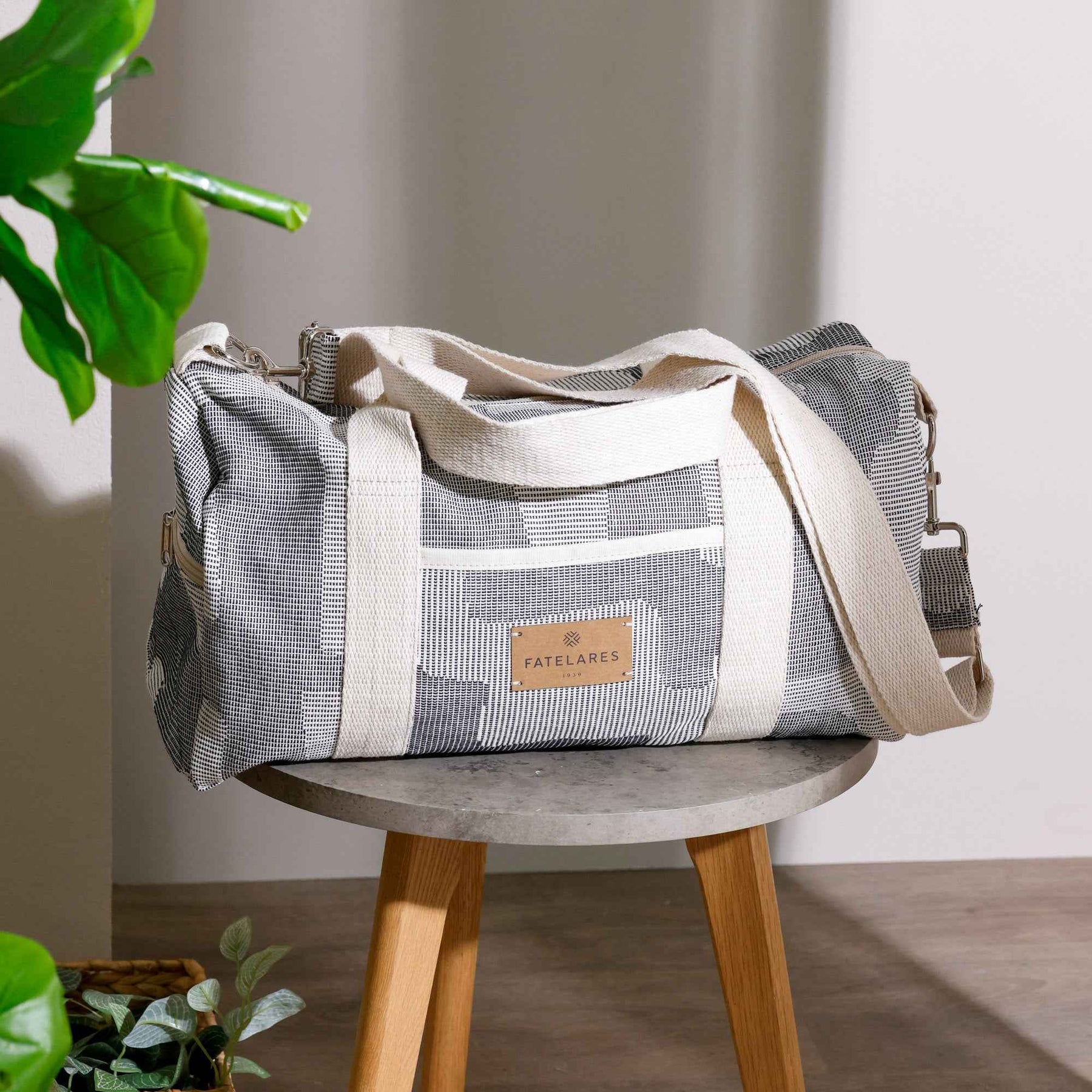 Bolso Viajero en Lona 100% Algodón Crudo/Negro