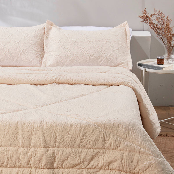 Edredón Comforter Microfibra Beige Doble Faz