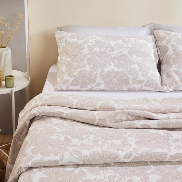 Edredón Lassi Jacquard Floral Beige