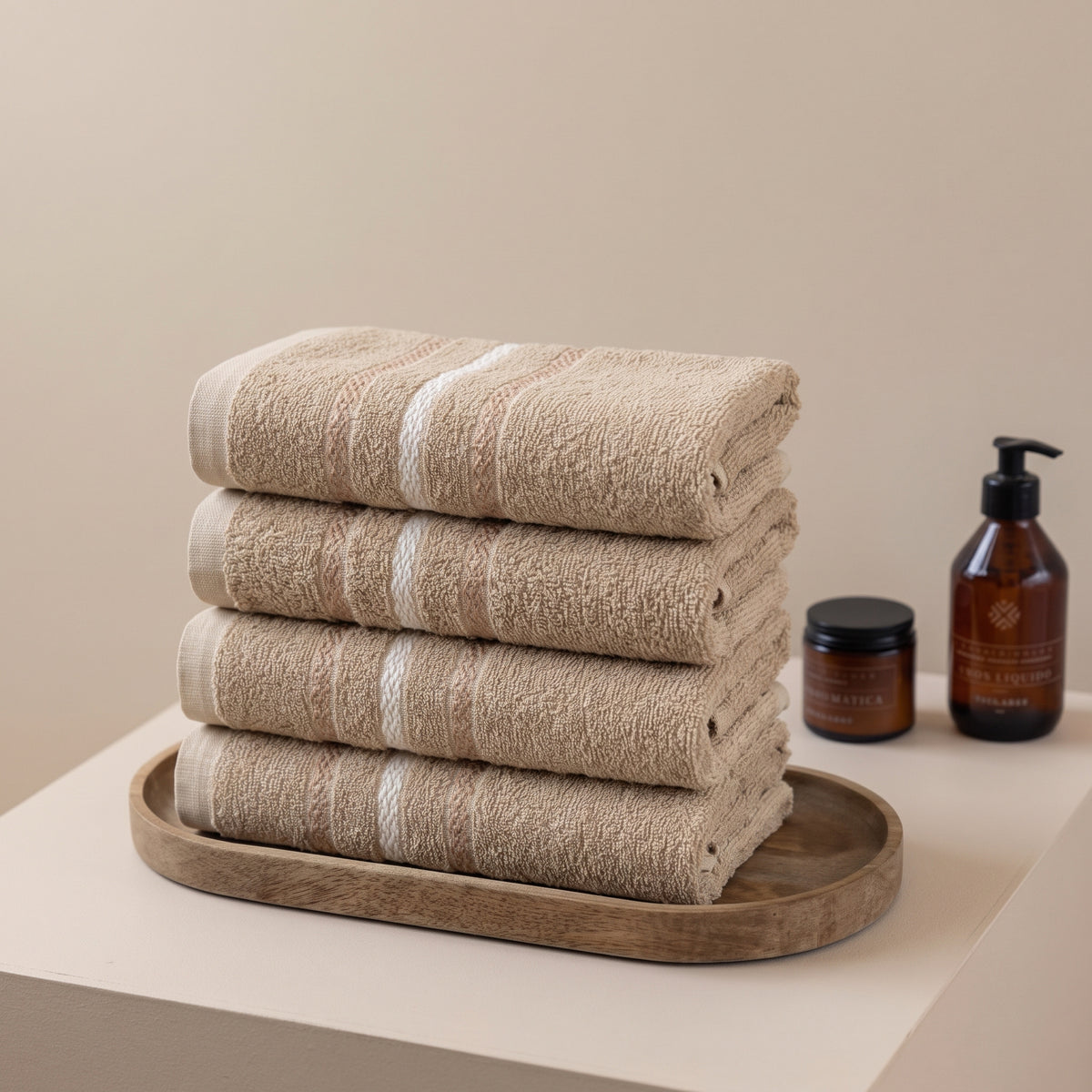 Set X4 Toallas de Cuerpo Azalea 60x120cm 350gr Beige