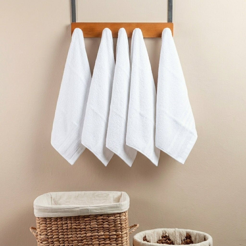 Set x 5 Toallas de Manos Alférez 40x65 cm 350gr Blanco