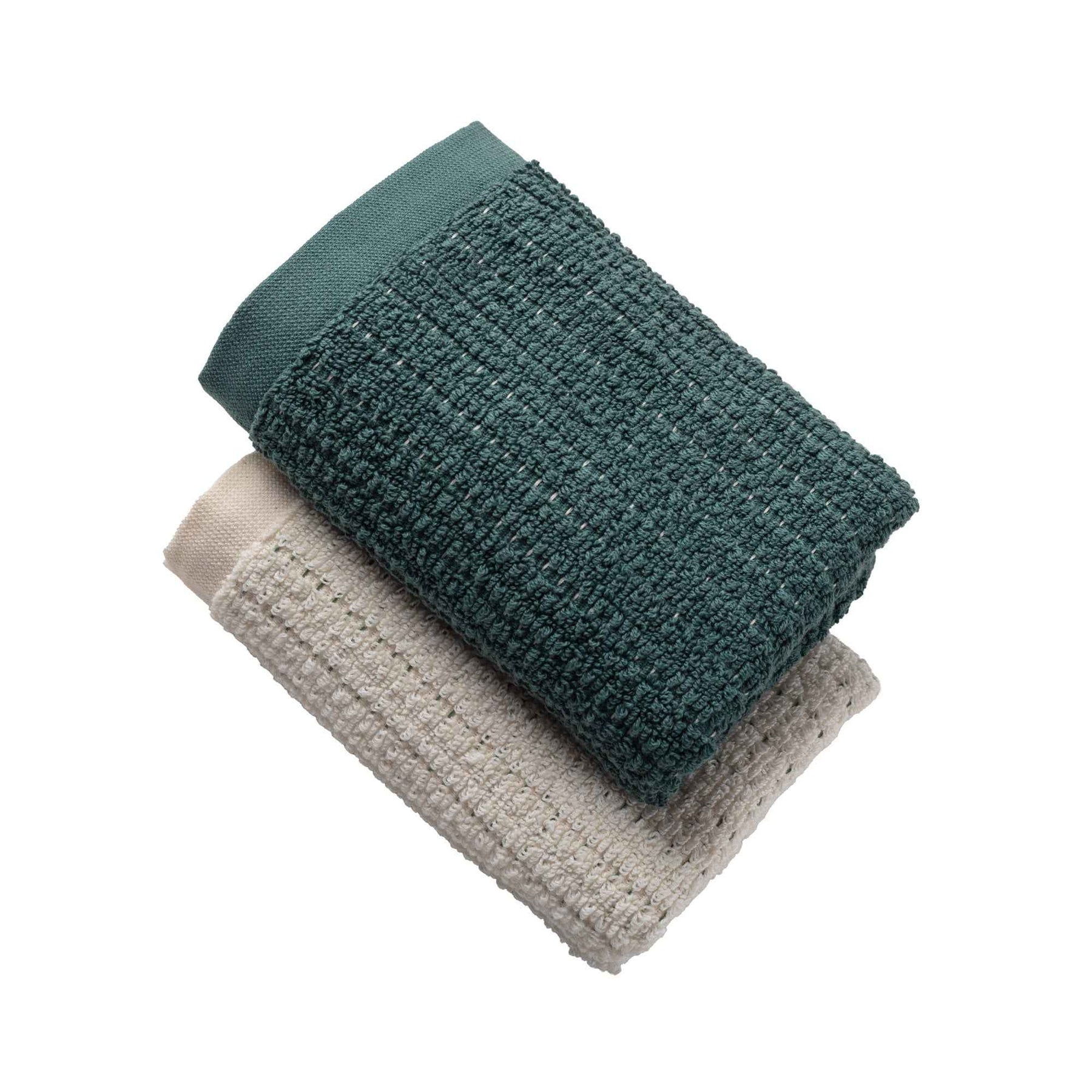 Juego x 2 Toallas de Manos Mafe 40x70 cm 450gr Crema/Verde
