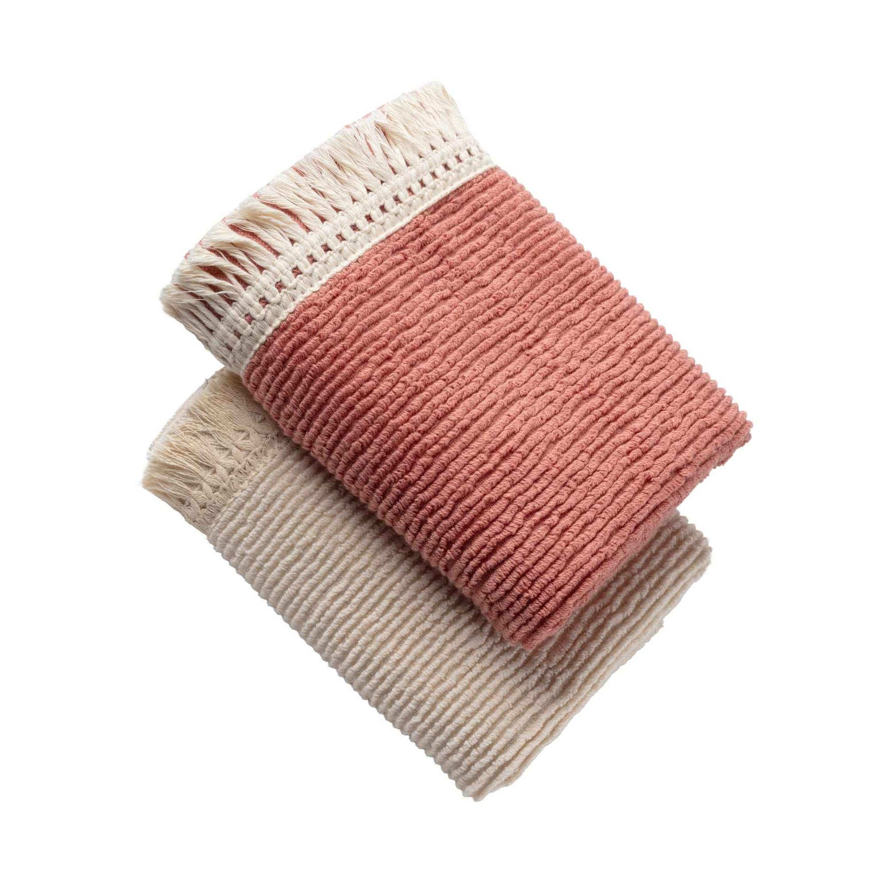Juego x 2 Toallas de Manos Nakua 450gr Crema/Rosa