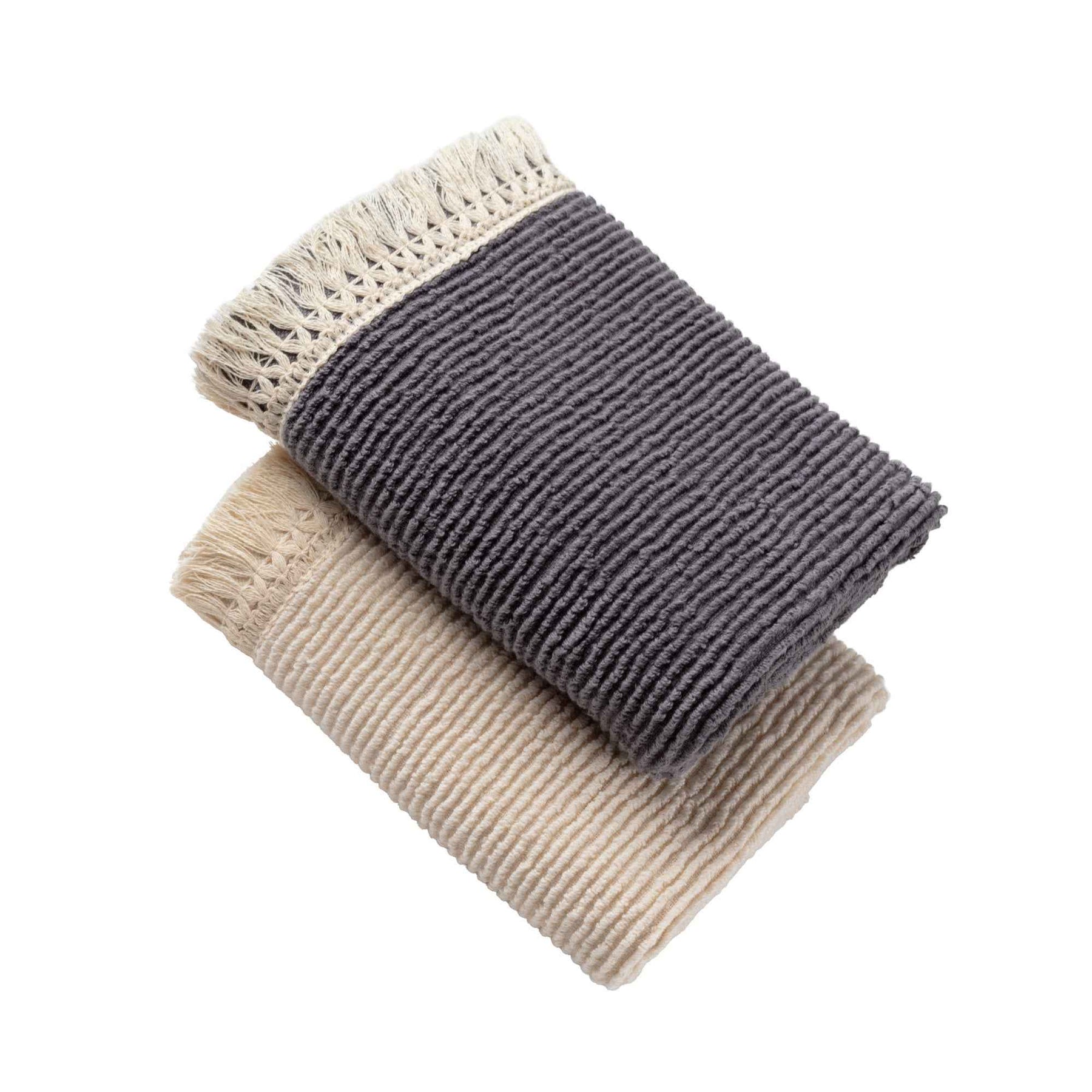 Juego x 2 Toallas de Manos Nakua 40x70cm 450gr Crema/Gris