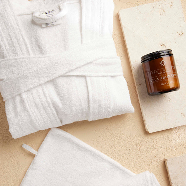 Set: Bata Verano Femenina + Turbante + Vela Aromática