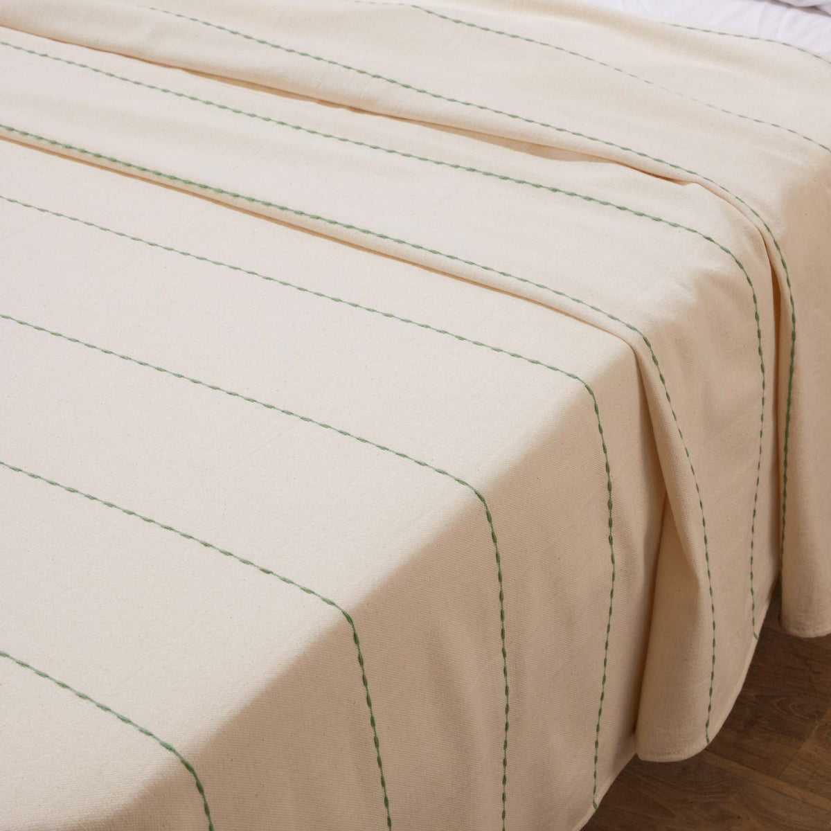 Sobrecama Econo Raya 160x230cm Sencillo Crema/Verde - Fatelares  | Toallas de baño y productos de hogar