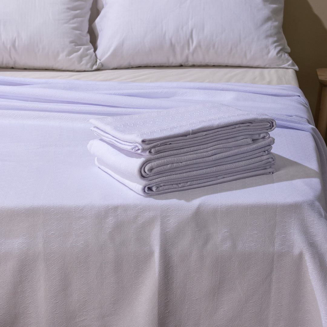 Set x4 Sobrecama Nevada Blanca 180X250 cm 100% Algodón