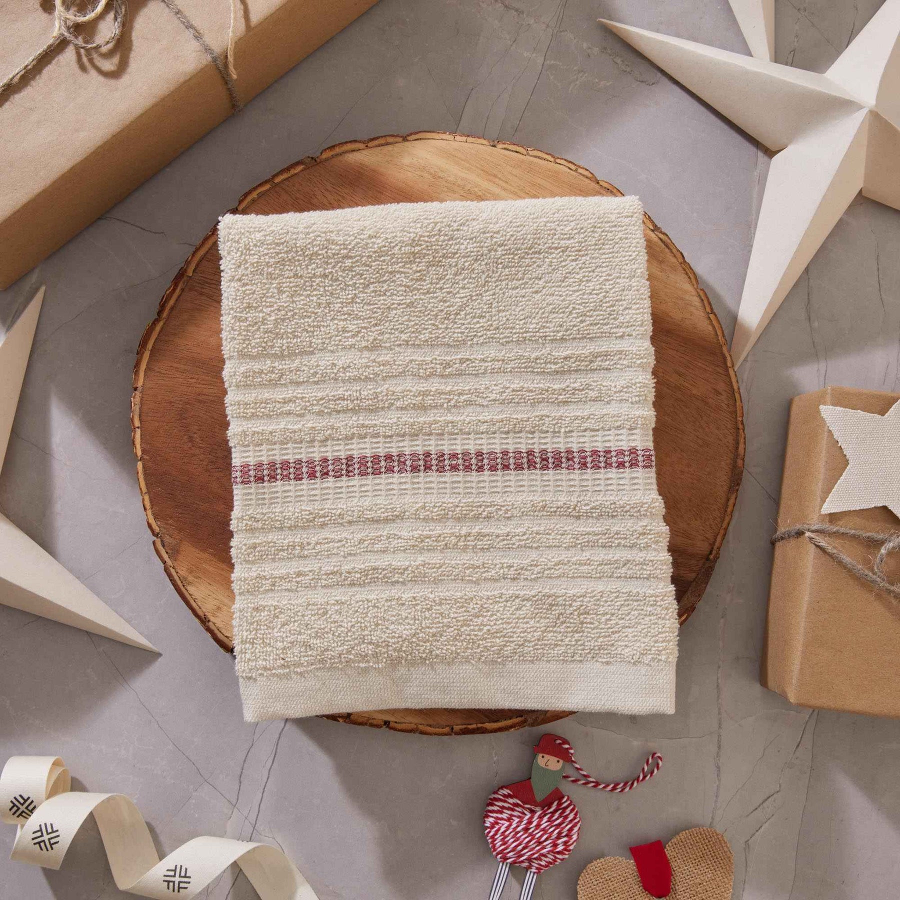 Toalla de Manos Teyuna 40x70cm 400gr Beige/Rojo