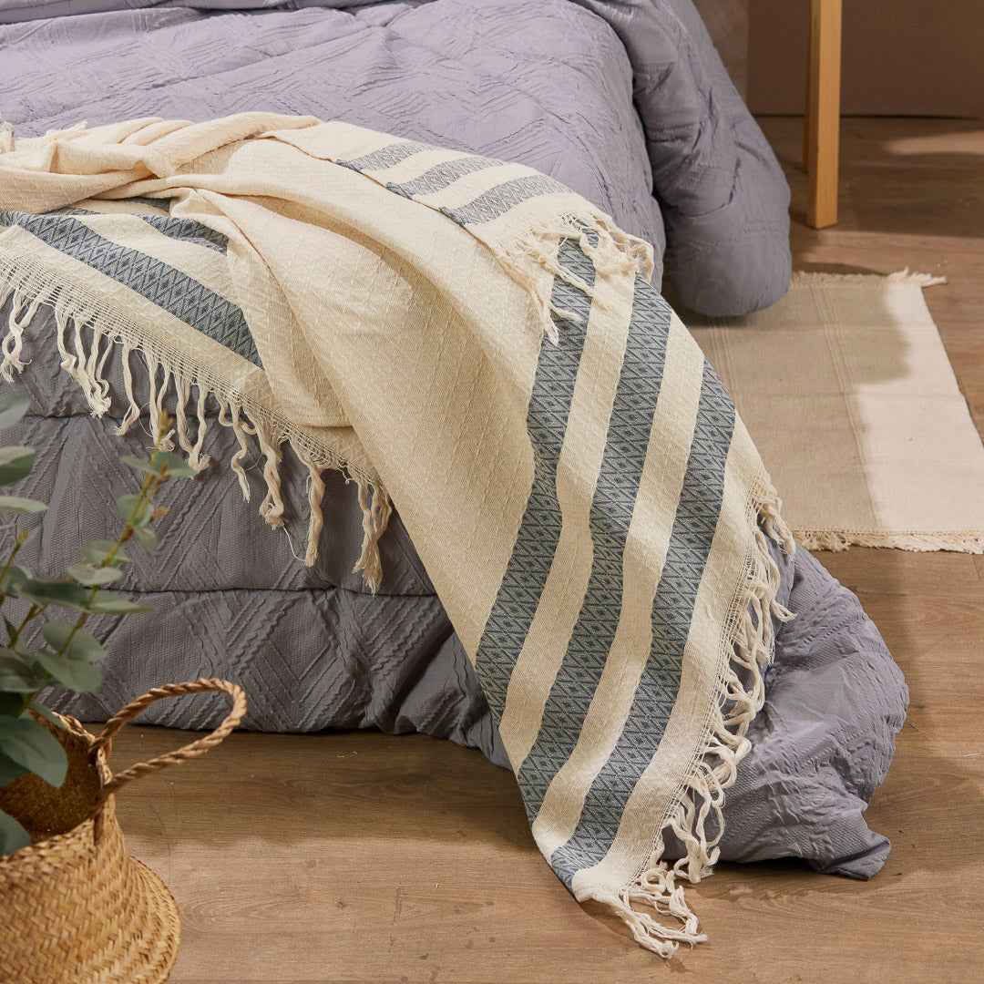 Manta Throw Camaleón 120x180cm Crema/Azul
