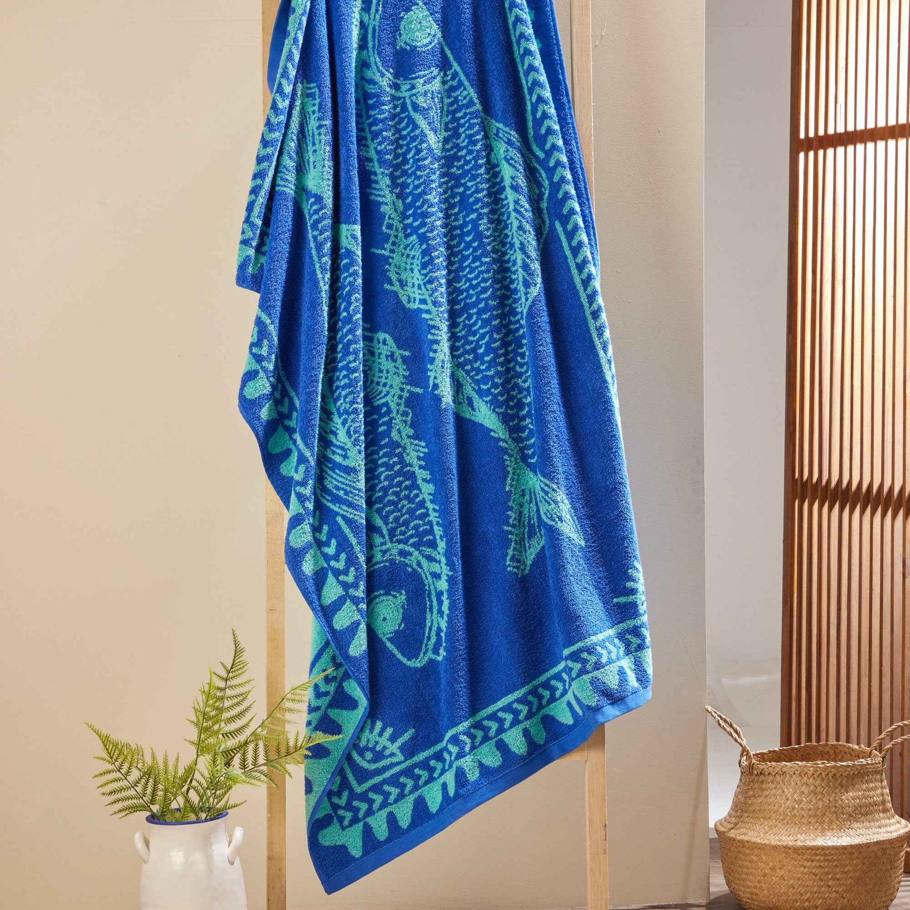 Toalla de Playa Jacquard Fish 100x150 cm 450gr