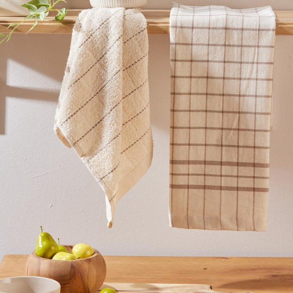 Juego x 2 Limpiones de Cocina 40x70 cm Crudo/Café