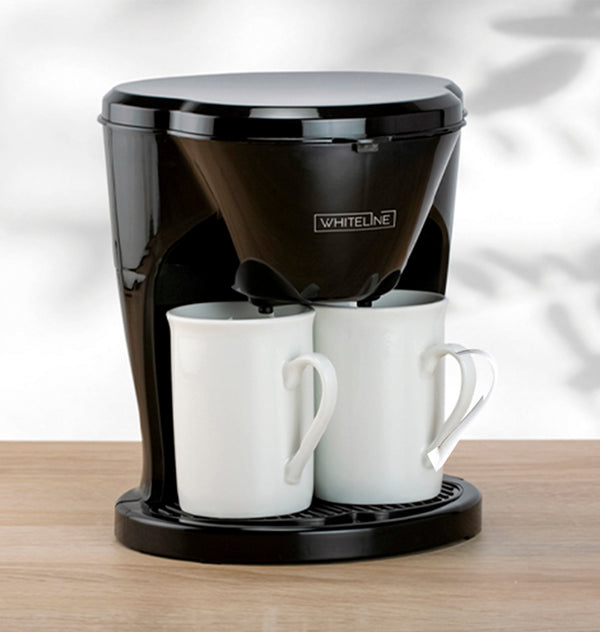 Cafetera de 340 ml Con Dos Pocillos Whiteline