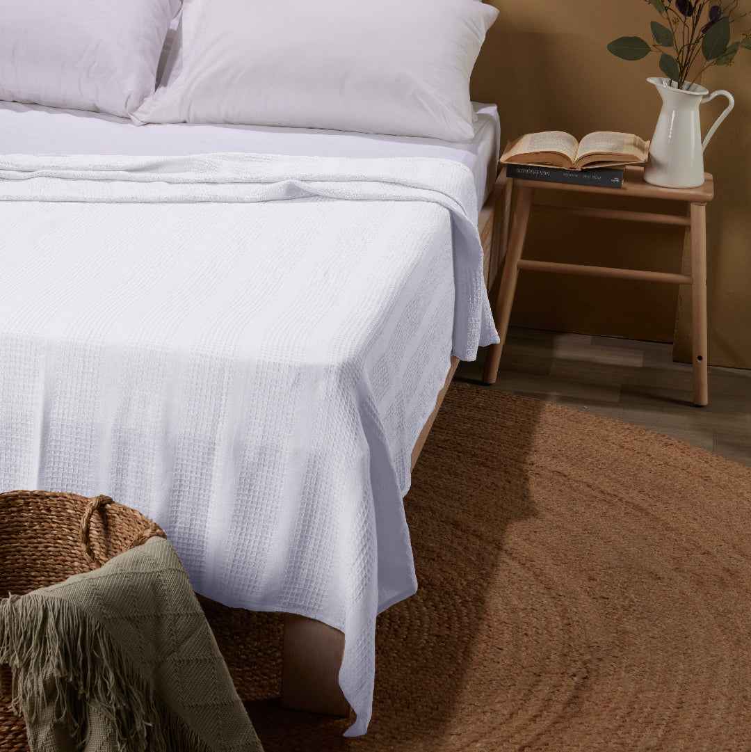 Sobrecama Sabanera Doble 190x230cm Extra Delgada Blanco 170gr