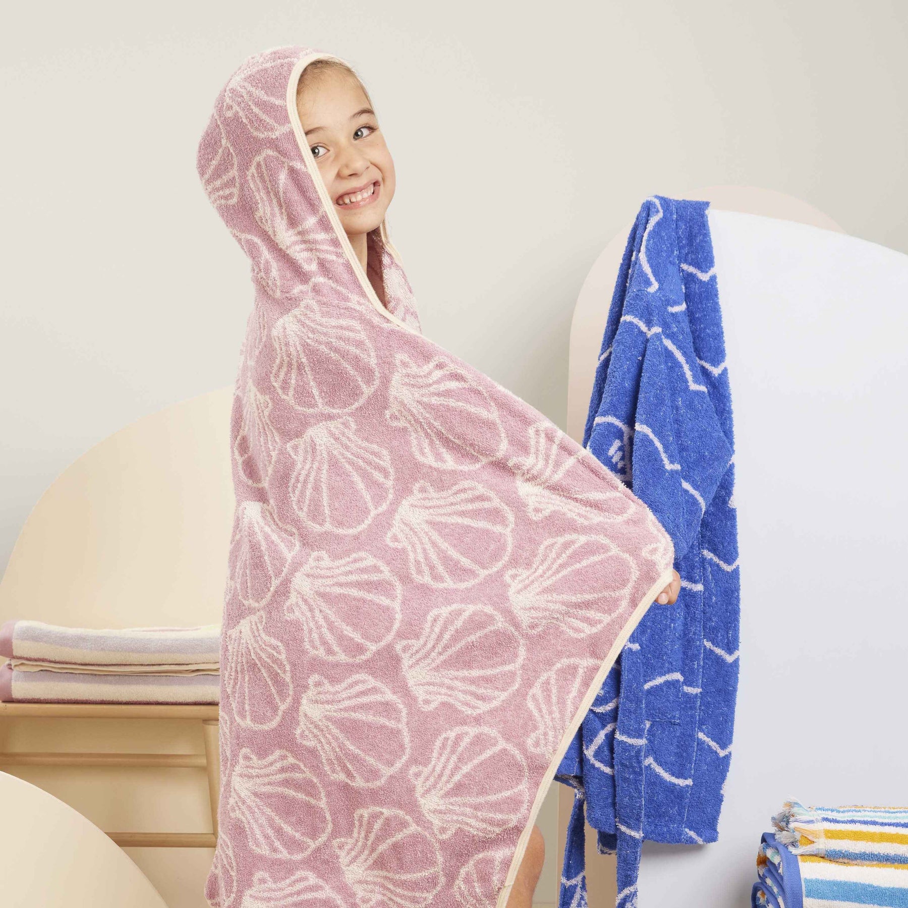 Toalla Capucha Jacquard Infantil Caracolas 400gr Lila