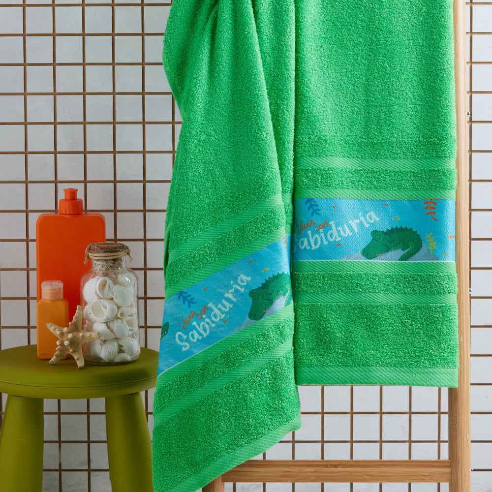 Toalla Infantil 70x130cm Cocodrilo Verde 400gr