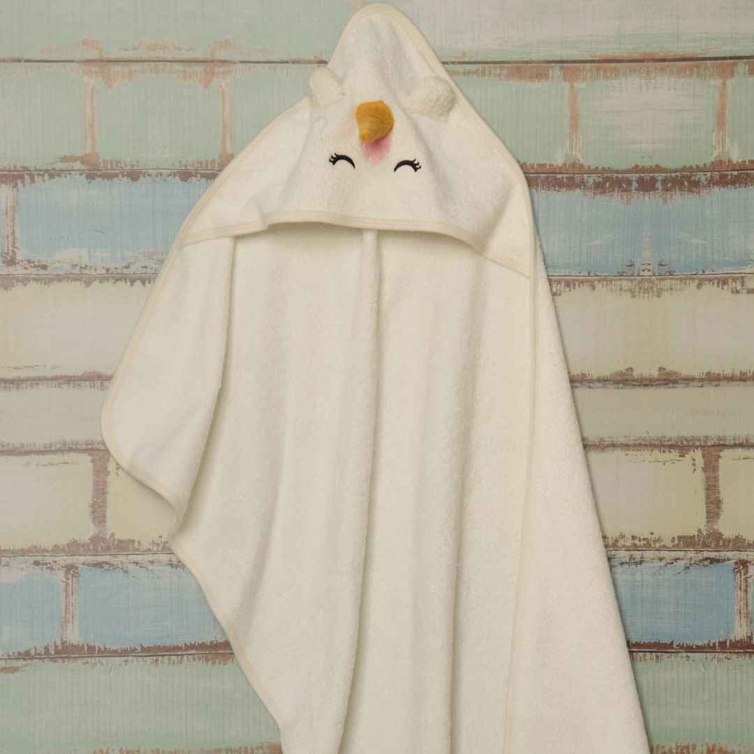 Capucha Bebé 60x100cm Unicornio Blanco 400gr