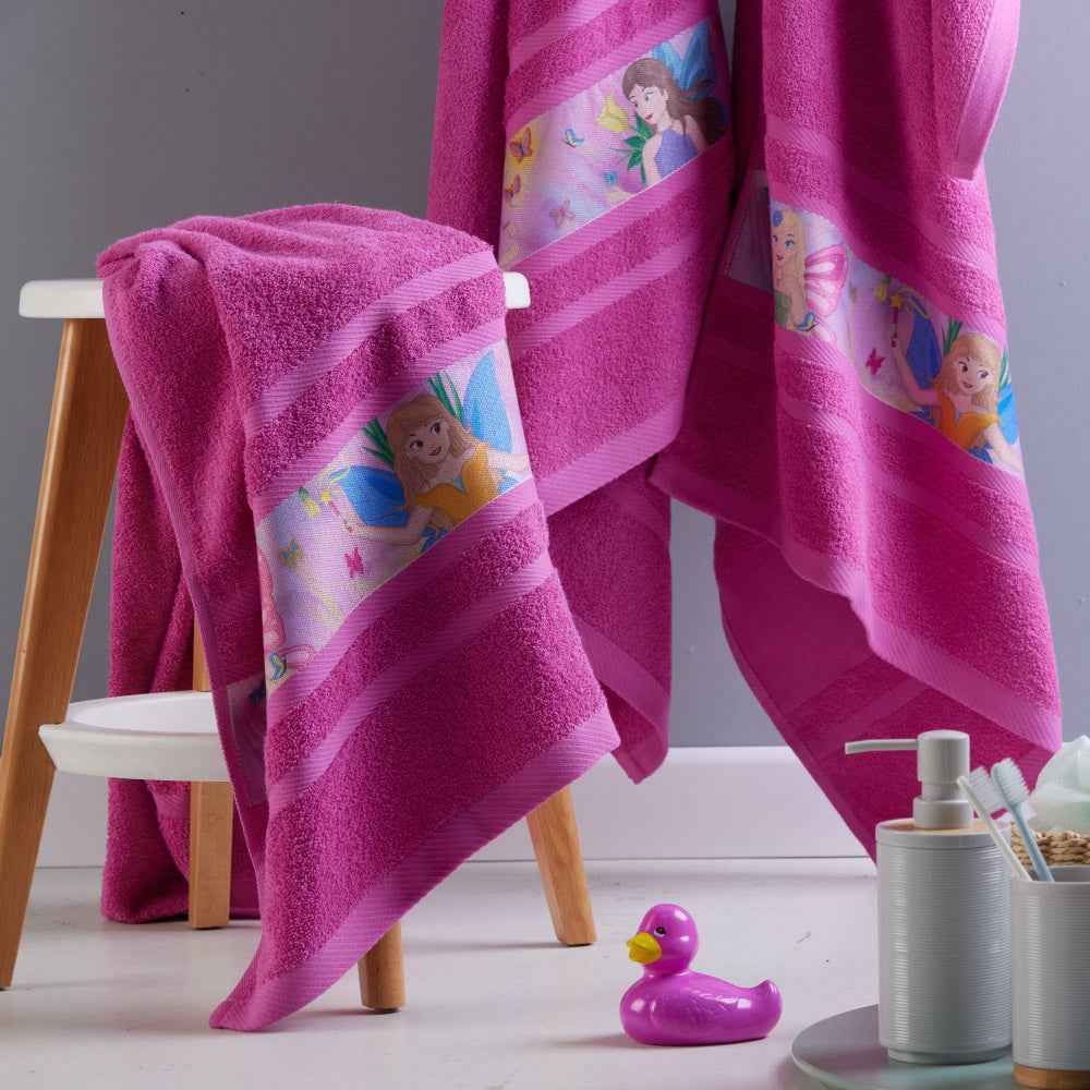 Toalla Infantil 70x130cm Mariposa Fucsia 400gr
